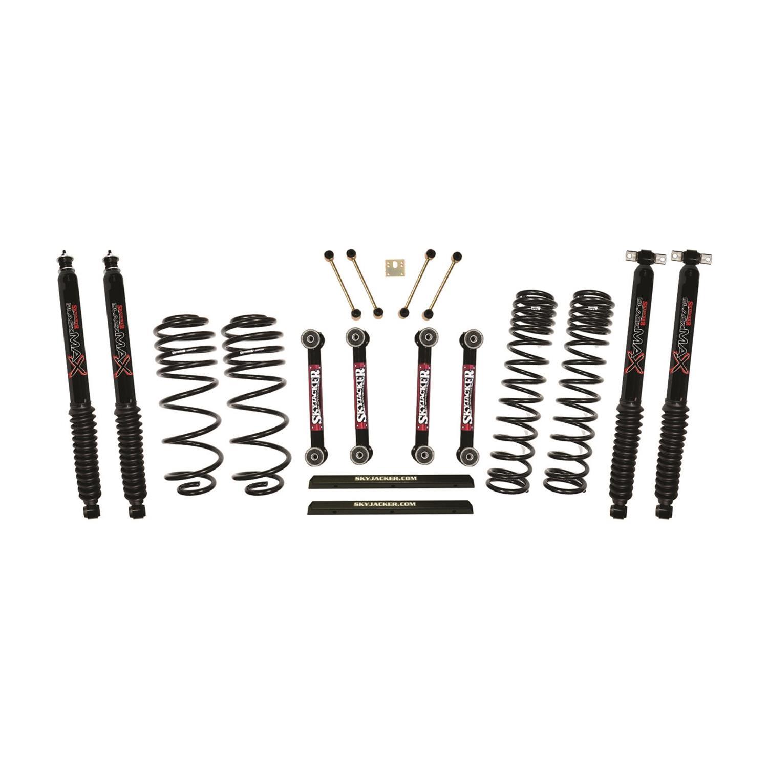 4 In.Long Travel Lift Kit w/Black MAX Shocks 97-06 Jeep Wrangler - Click Image to Close
